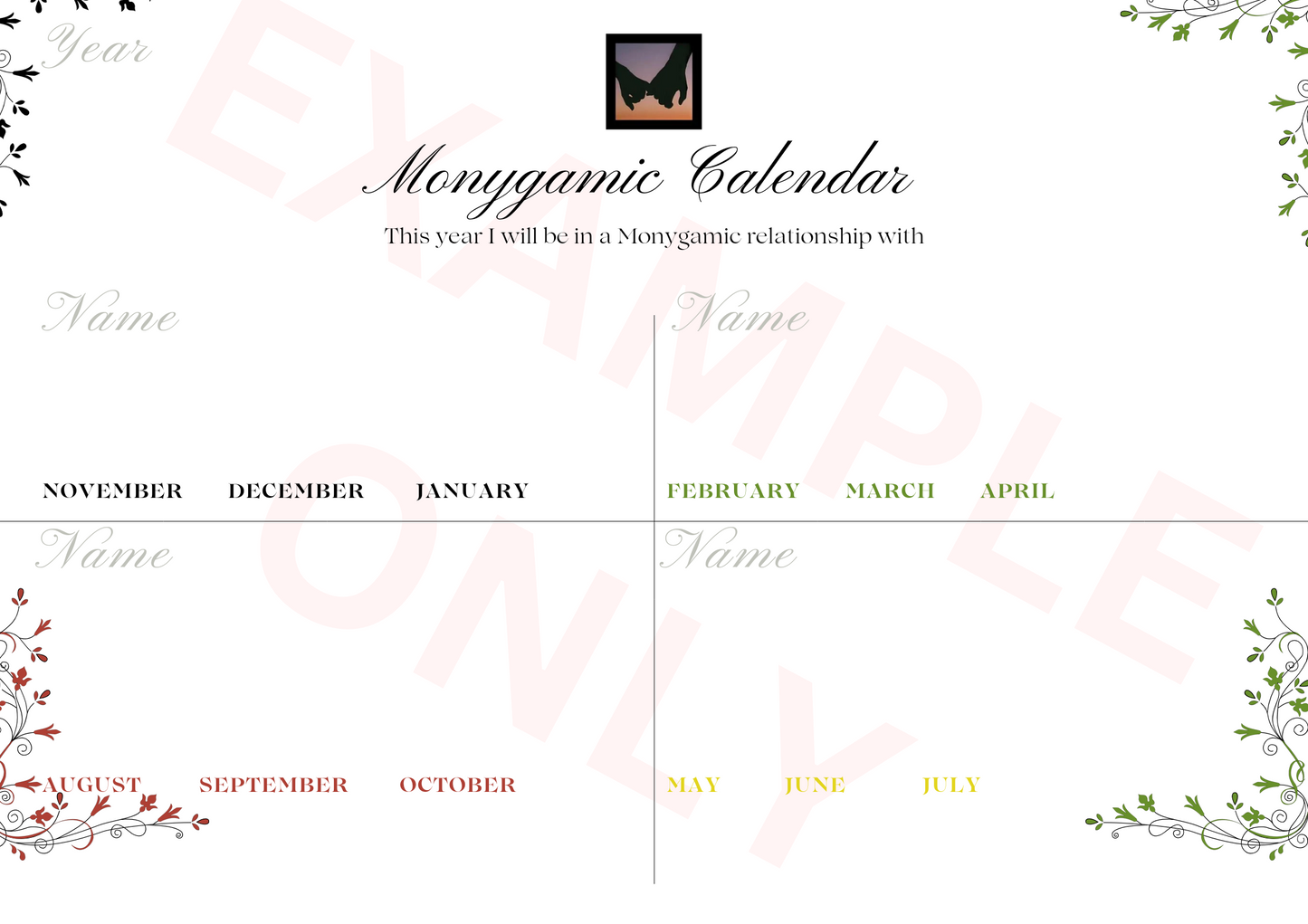 Monygamic Calendar A4